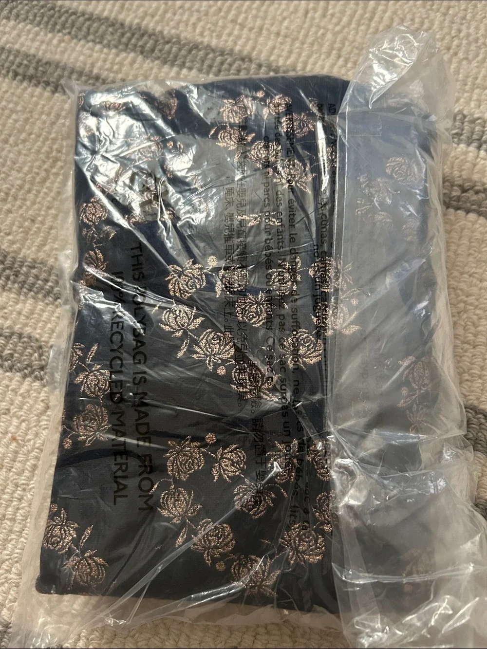 Crewcuts Black Sweater with Metallic Rose Floral Accents